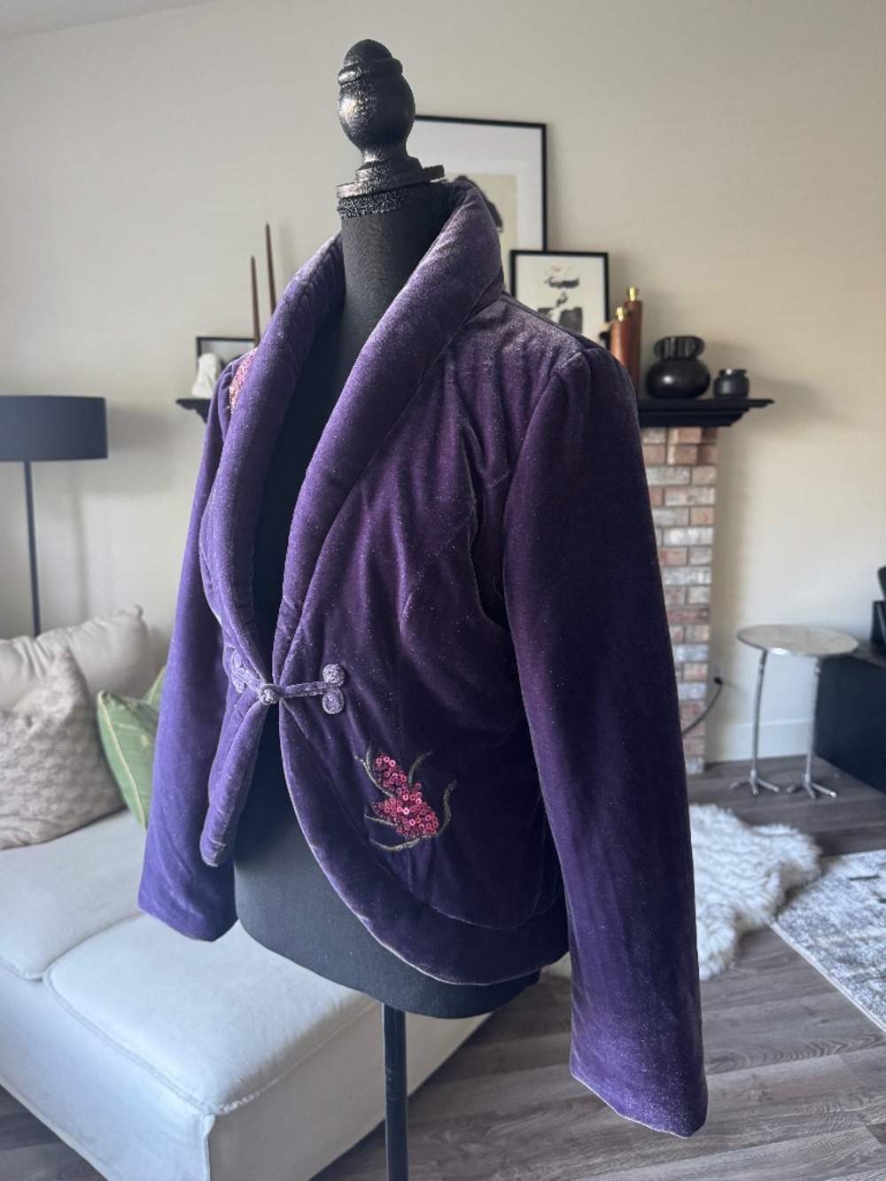 Vintage Purple Velvet Embroidered Sequin Jacket Whimsigoth Statement Jacket